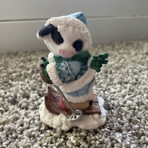 Mary Moo Moos “Ski Moo Later” January Winter Skiing Cow Figurine 1996